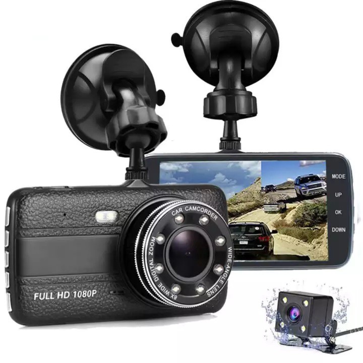 Camera hành trình X-004 có cam lùi chống nước, 5M -FHD 1080P sau 720P góc quay rộng 170 độ, chống rung hiệu quả