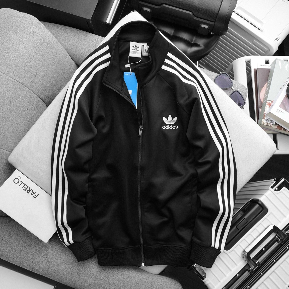Áo Khoác 3 Sọc Thun Poly Cao Cấp Unisex