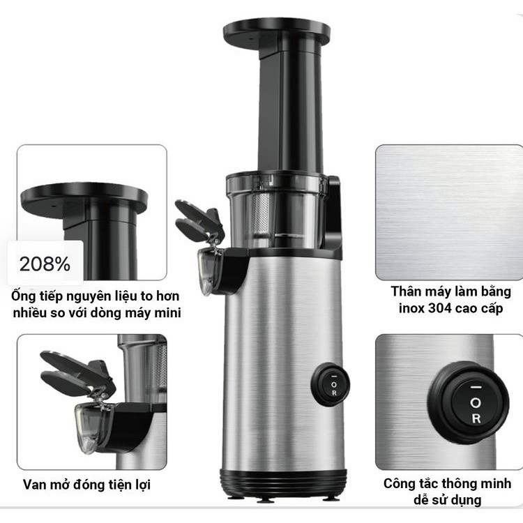 máy ép chậm mini ks-167, vỏ inox bền, đẹp, máy ép chậm mini sharp ks167