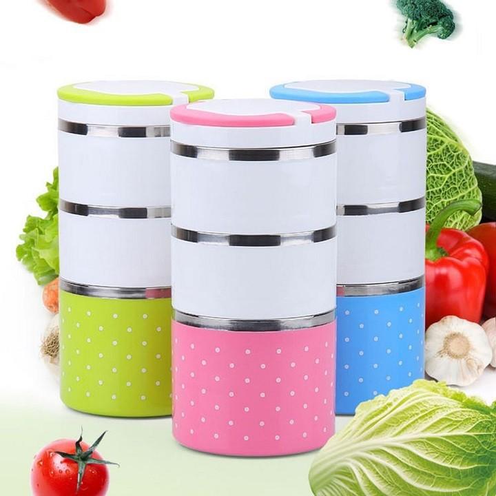 Cặp lồng cơm 3 tầng chấm bi