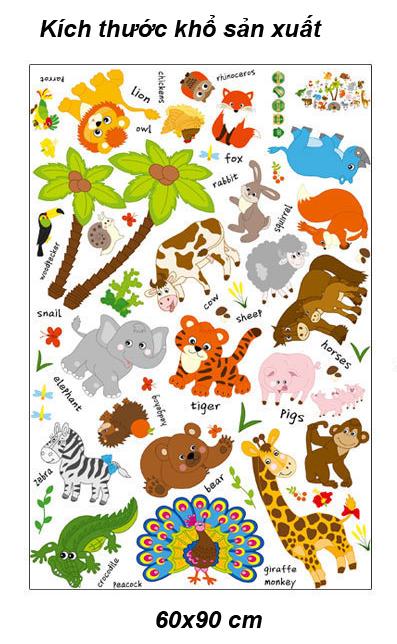 Decal dán tường Vườn thú tiếng anh số 3- T73-kiddecals