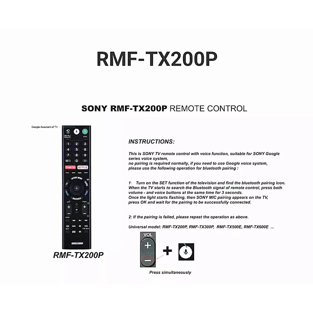 Sony RMF-TX200P Smart tv remote control With Voice Original/replacement RMF-TX200P For SONY Android TV Remote Control RMFTX200U KD-55X8500D remote