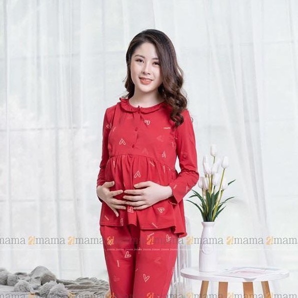 Bộ bầu mặc nhà chất mát có khóa sau sinh - Đồ bộ bầu mặc được sau sinh