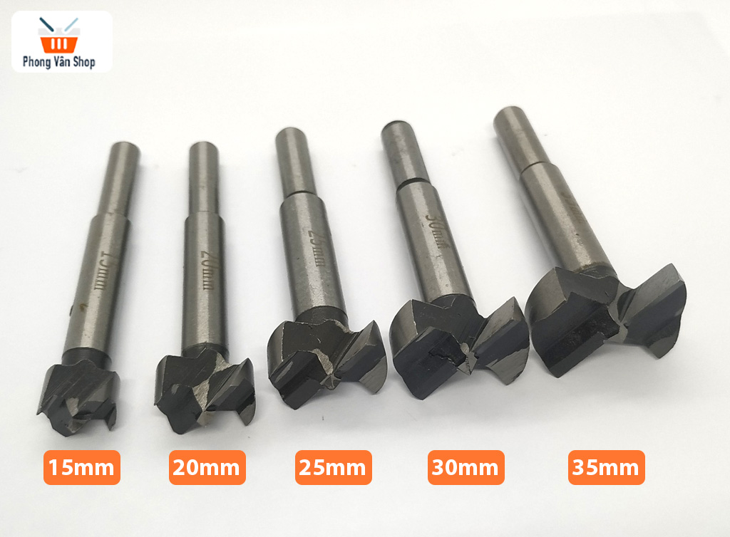 Bộ 5 mũi khoan gỗ khoét lỗ tròn 15mm 20mm 25mm 30mm 35mm