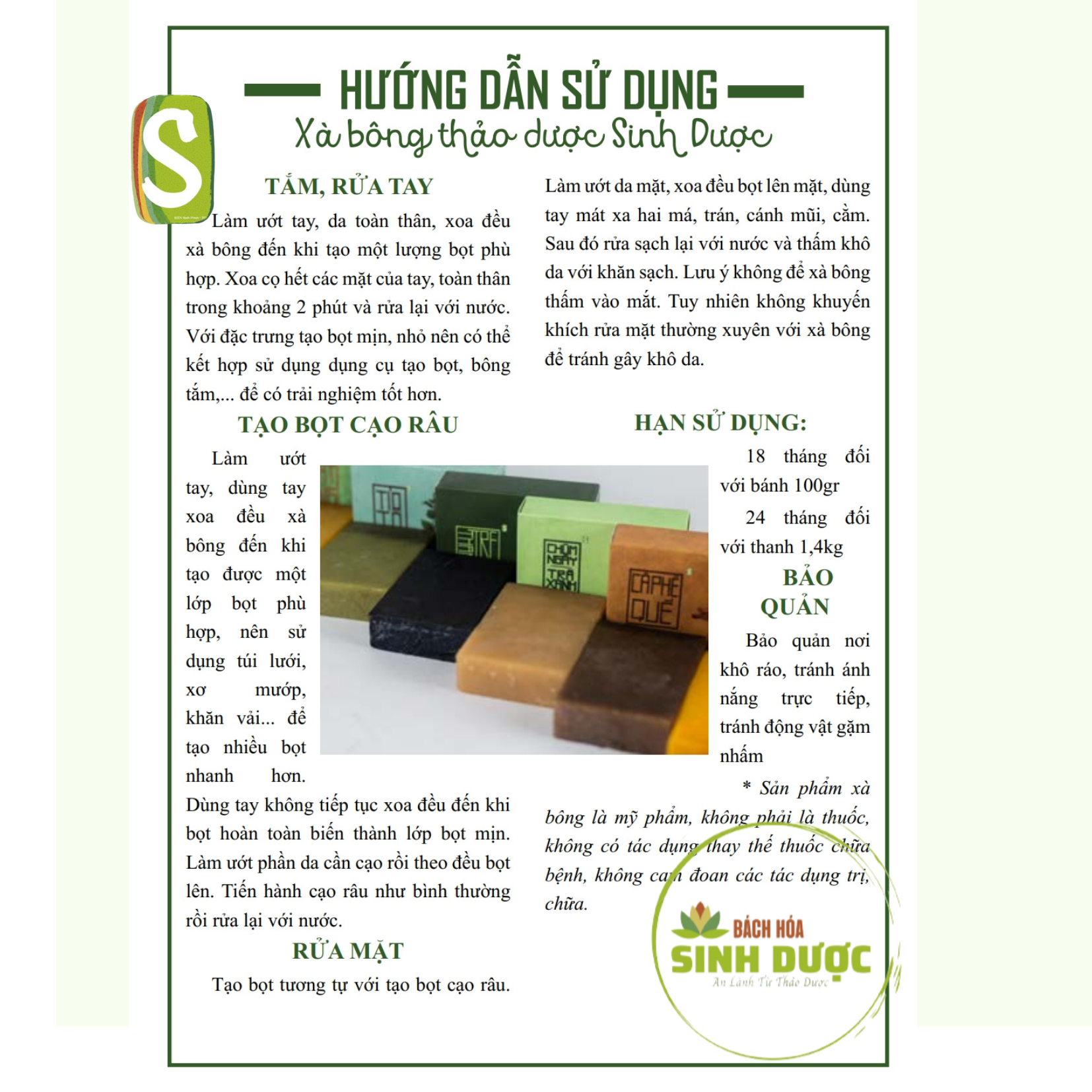 Xà bông Bạc Hà HTX Sinh Dược - MÁT DA, SẠCH THƠM BẠC HÀ