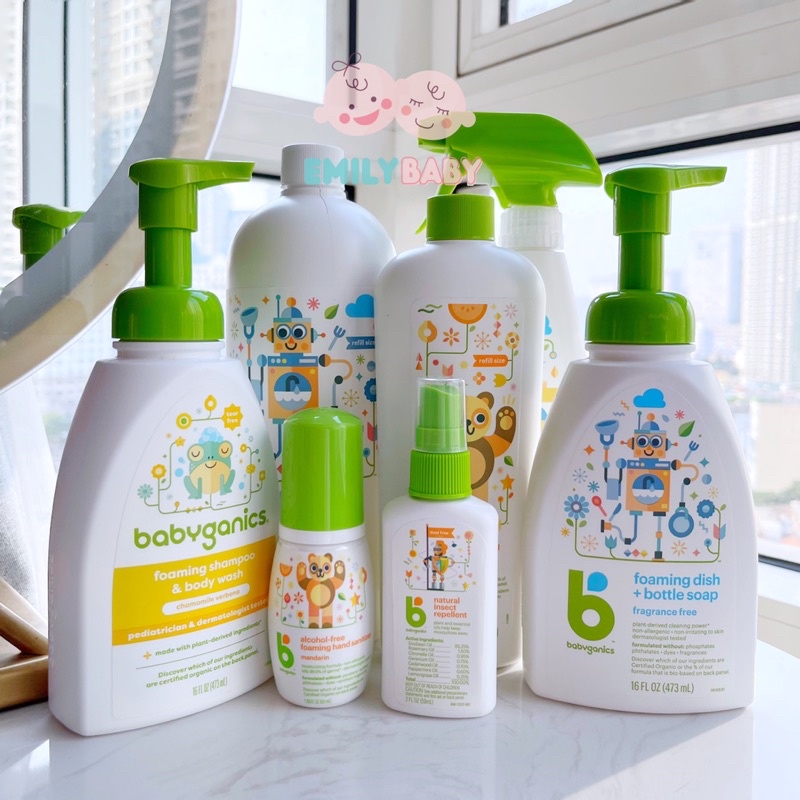 Nước rửa bình sữa Babyganics Mỹ 473ml vòi xịt