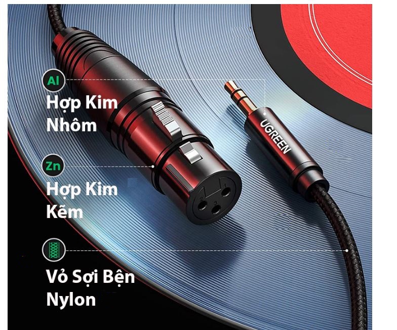 Cáp Audio 3.5mm sang XLR (Female) Ugreen ( 1M 20763 / 2M 20244 ) Hỗ trợ HiFi Chính Hãng