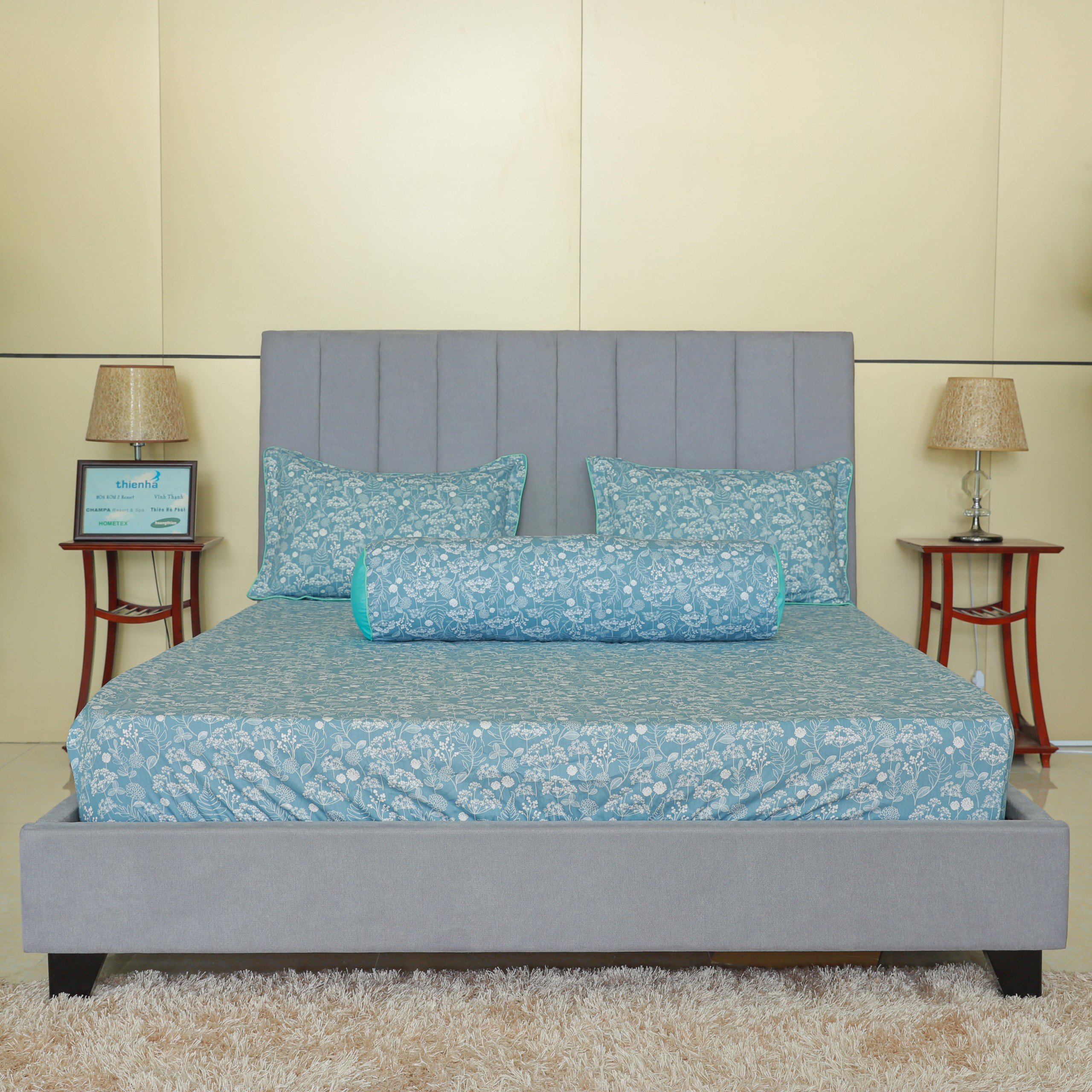 Bộ Drap gối bọc 160x200cm ( 180x200cm ) cotton hoa Hometex