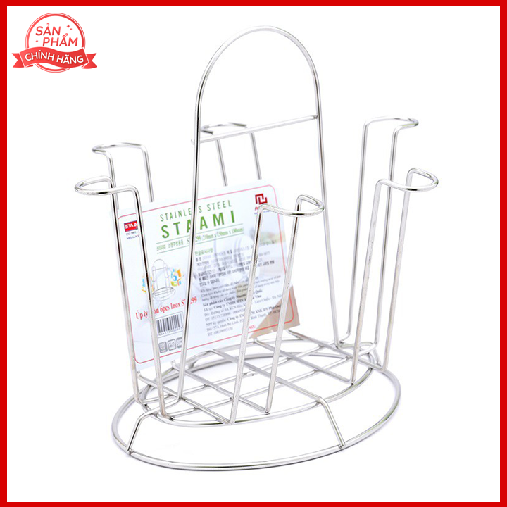 Khay inox úp ly, cốc Sta Ami Hàn Quốc dáng tròn ST-299 (21x 15 x 18cm)