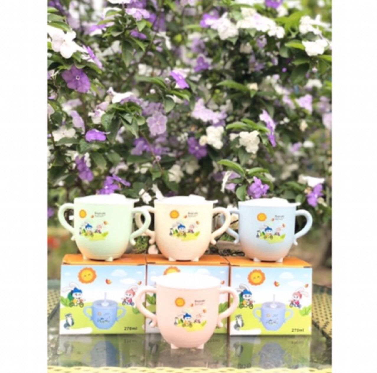 Cốc uống nước lúa mạch kèm ống hút/Mom Space