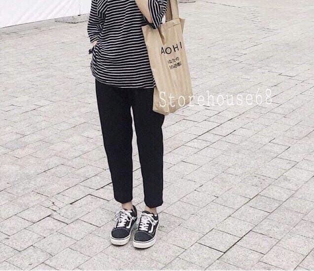 Quần Baggy Nữ Form Nhò Phong Cách Đơn Giản