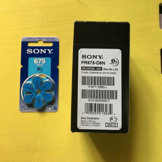 Pin máy trợ thính Sony 675 PR44 vỉ 6 viên