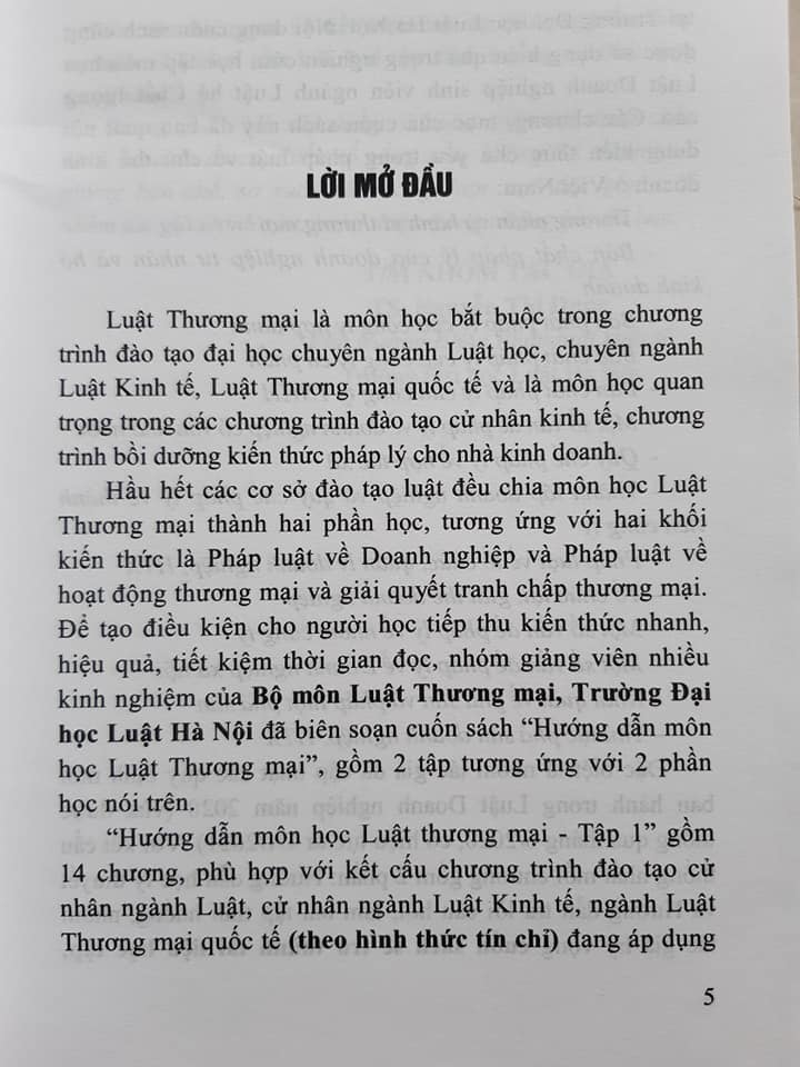 Hướng Dẫn Môn Học Luật Thương Mại ( Tập 1)