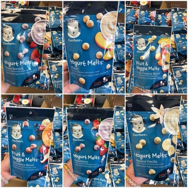 Bánh Sữa chua khô Gerber đủ vị cho bé từ 8m