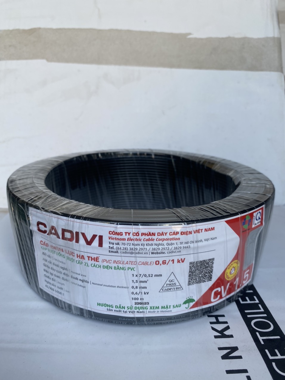 Dây điện Cadivi đơn 1.5 ( Cuộn 100m)