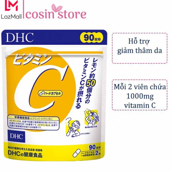 Viên uống DHC Vitamin C Hard Capsule túi 180 viên 90 ngày của Nhật Bản dùng tăng sức đề kháng, hỗ trợ sáng da
