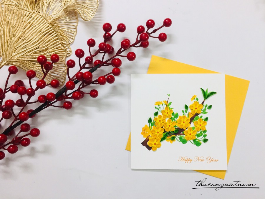 Thiệp năm mới quilling 15*15cm