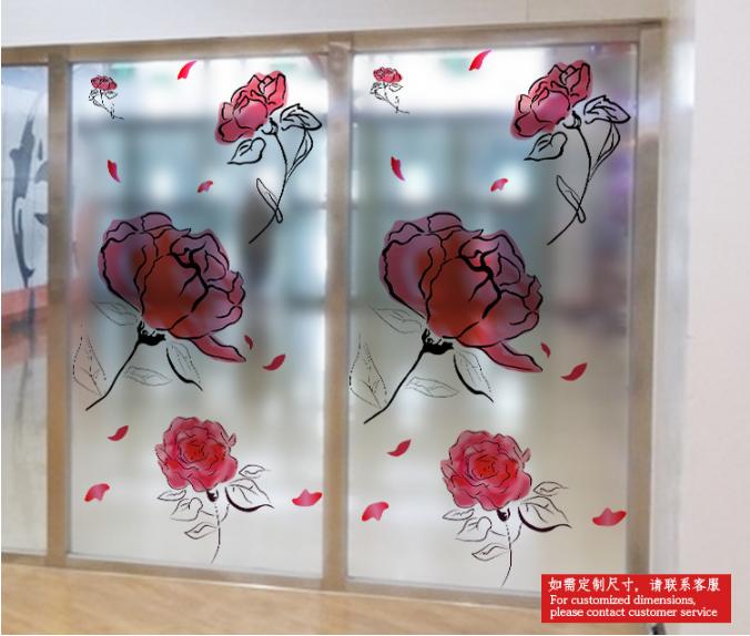 [HCM]Decal Dán Kính Cao Cấp - Hoa Hồng Đỏ Lem ( 60x116cm )-DK1002