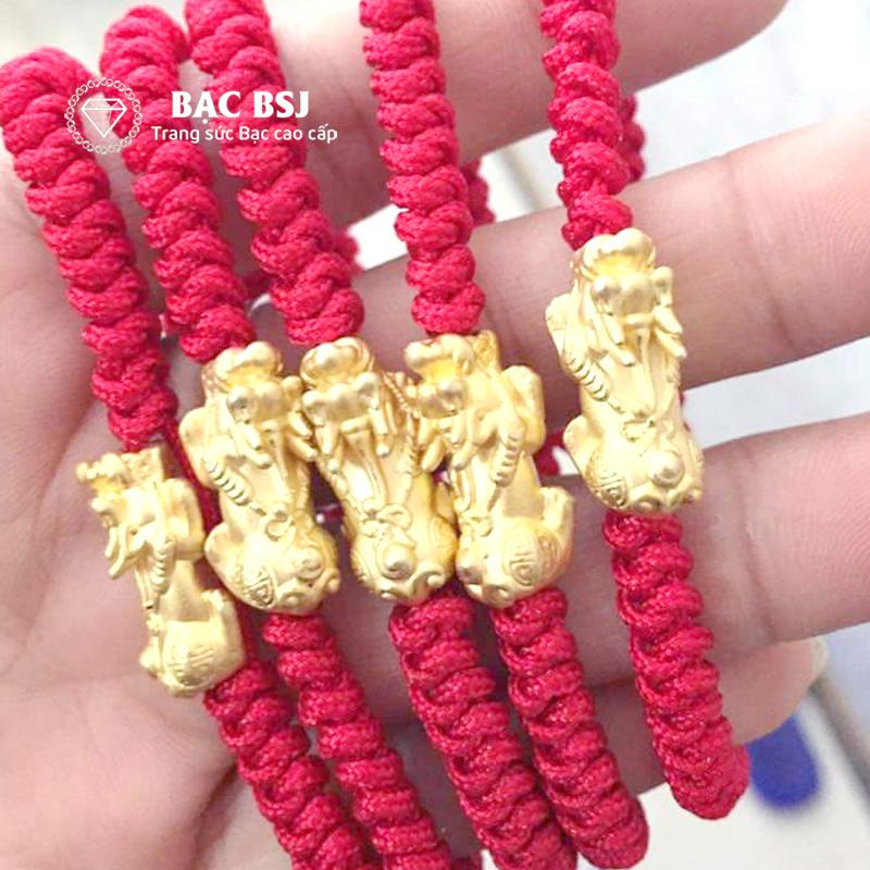 Vòng tay chỉ đỏ tỳ hưu. Bạc BSJ - VCD08