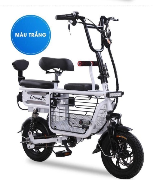 Xe đạp điện mini gấp gọn ADIMAN / Pin Khủng Lithium 48v-100km/ xe đạp điện giỏ lớn / 3 Ghế Ngồi