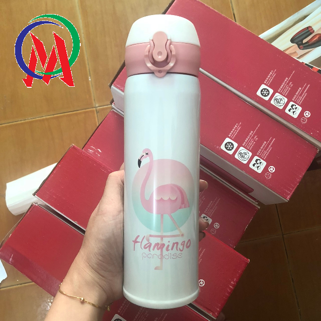 [HCM]Bình nước giữ nhiệt hoạt hình nút bấm 500ml