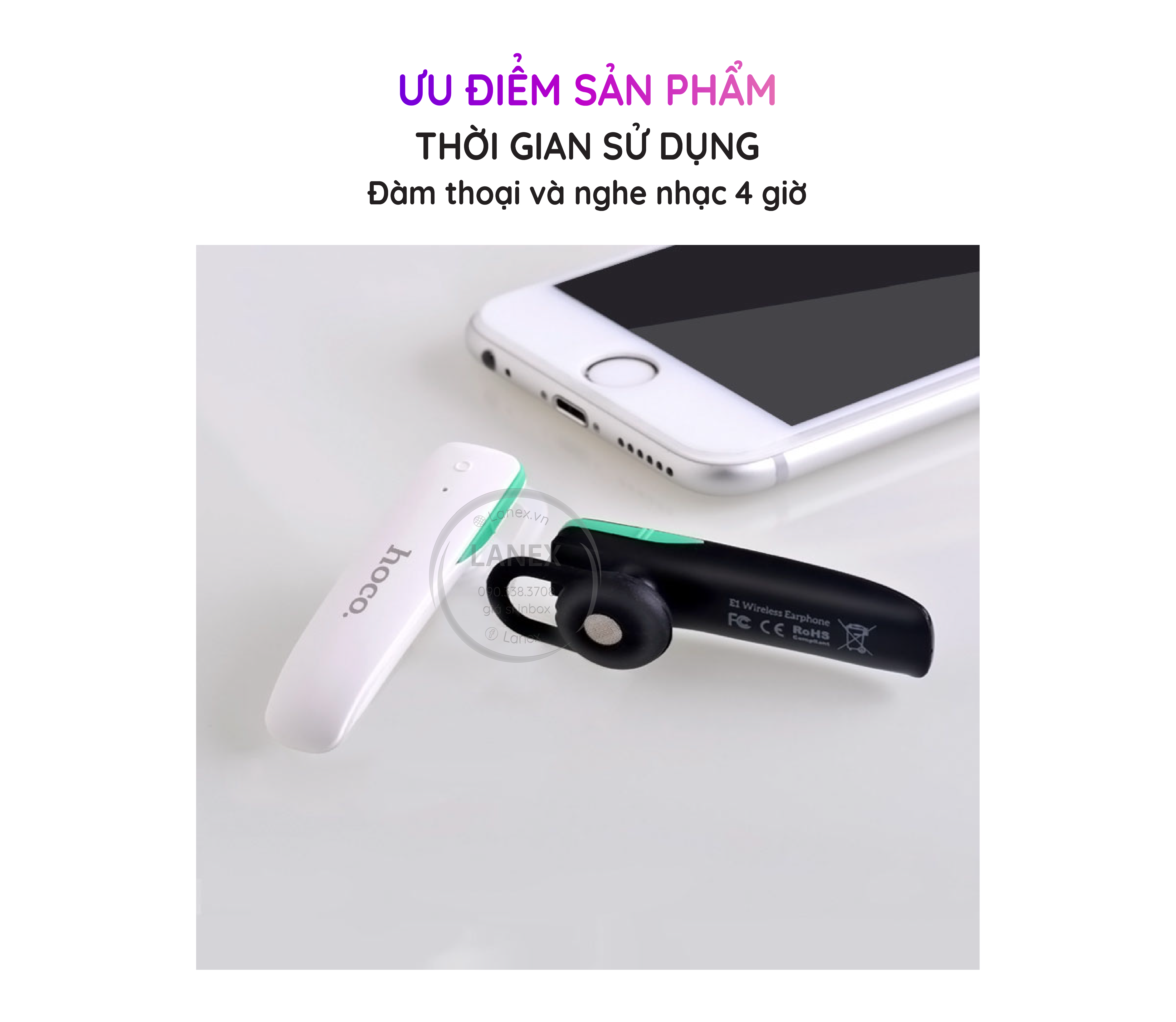 Tai Nghe Bluetooth Hoco E1 1 Bên V4.1 Có Mic