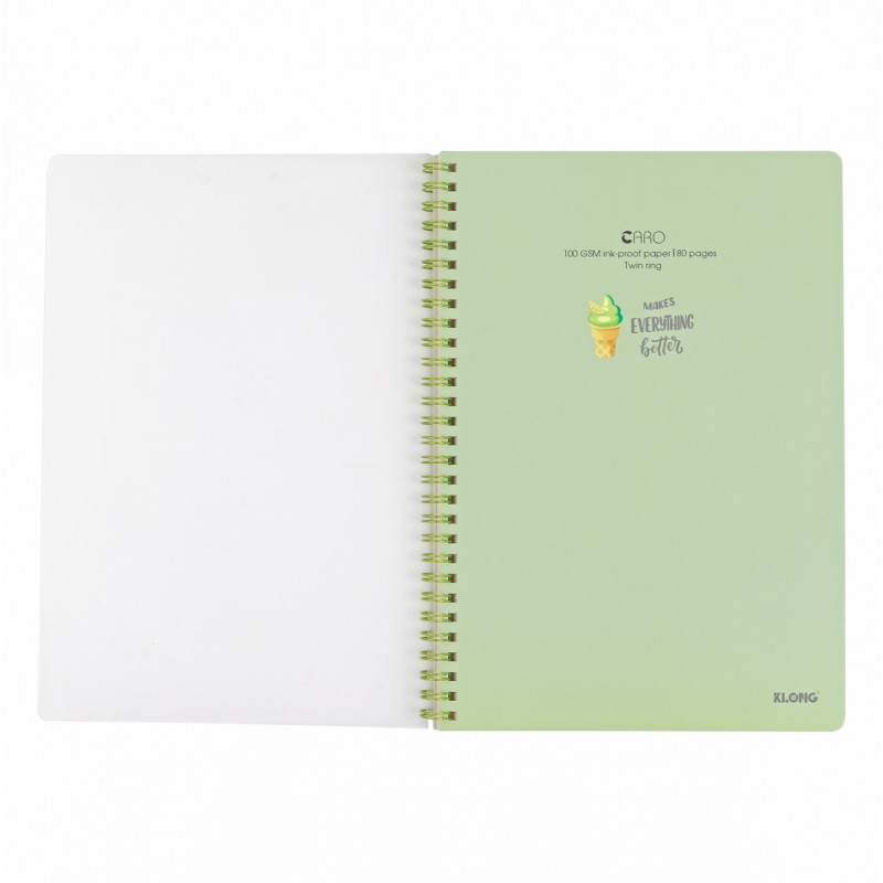 Vở B5 Klong 80 trang caro MS 574 gáy lò xo bìa nhựa Pastel - sổ Klong-VPPKLONG