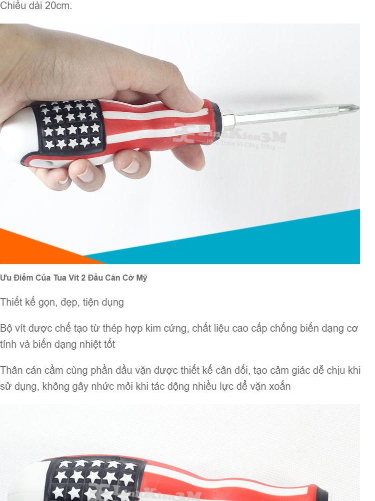 Tua Vít 2 Đầu 200mm (Cờ mỹ) DÀI 20CM CÓ NAM CHÂM HÍT