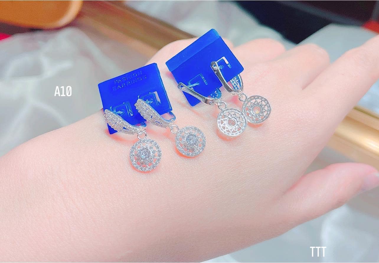 Bông tai bạc Ý khuyên tròn cao cấp MS13e