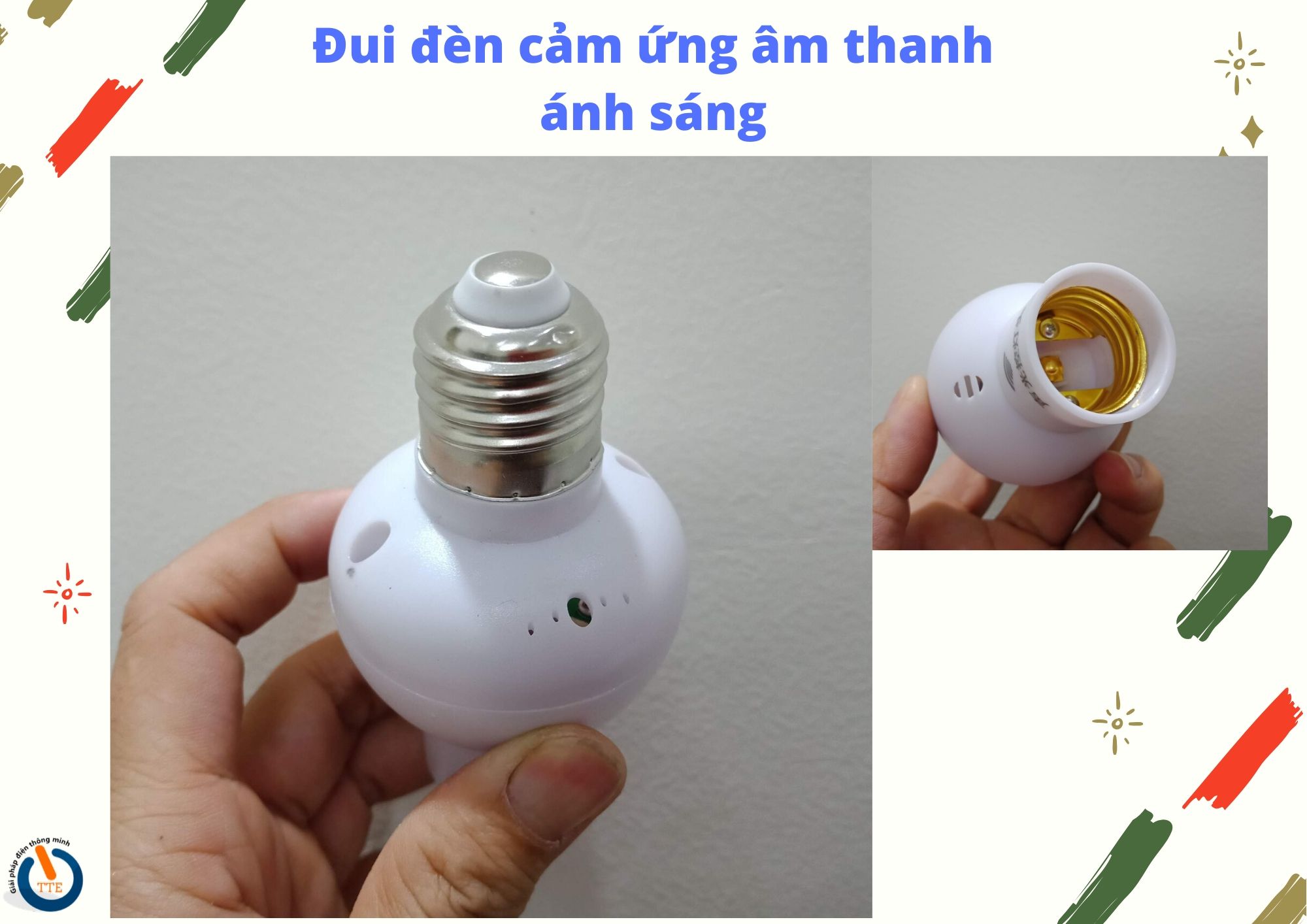 Đui đèn E27 - Đui đèn cảm ứng âm thanh - Đui đèn cảm biến ánh sáng giúp bạn vỗ tay bật đèn khi trời tối