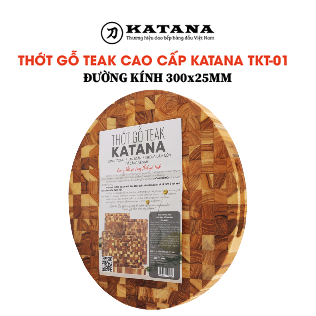 Thớt gỗ Teak KATANA hình tròn TKT01 300x300x25mm