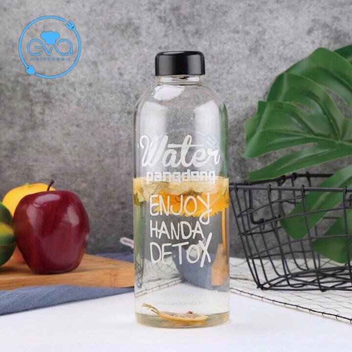 [HCM]Combo 2 Bình Đựng Nước Thuỷ Tinh Detox 1000 Ml Và 600 Ml