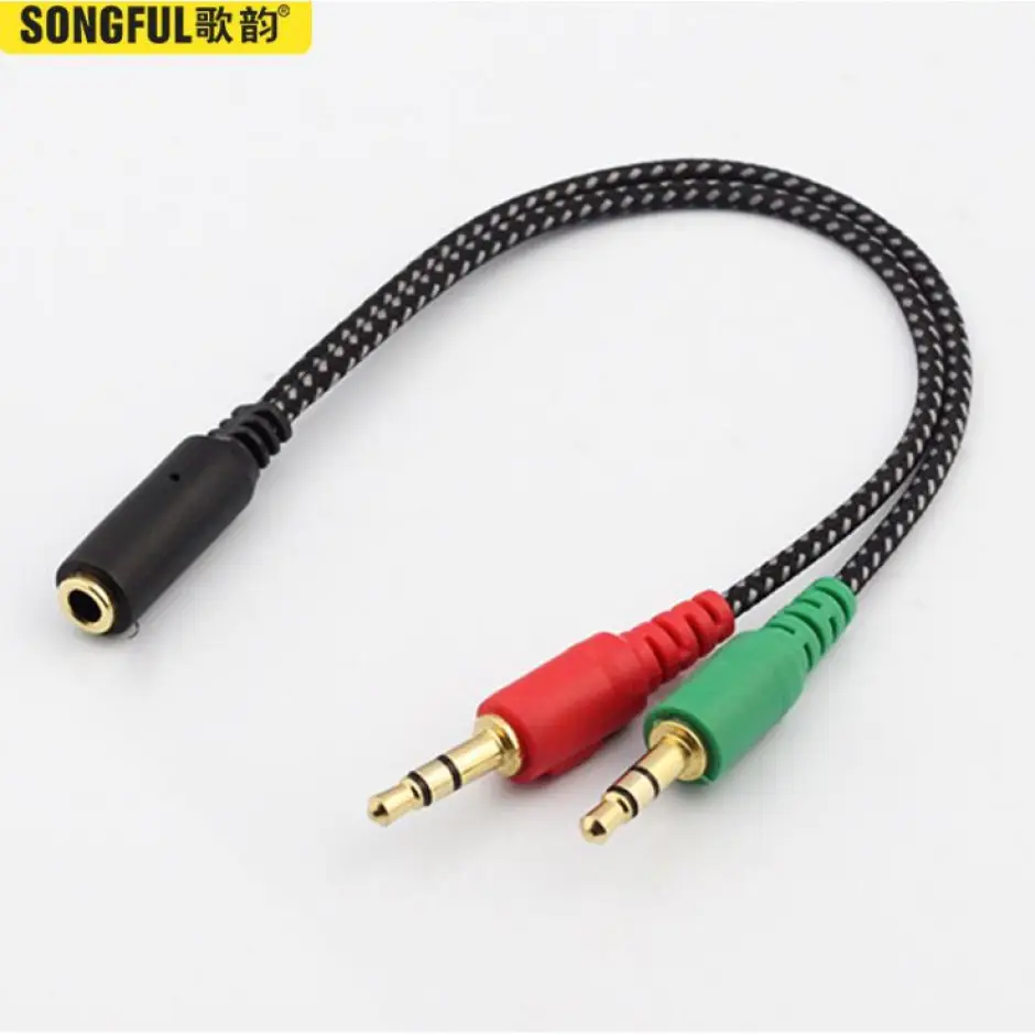 Jack gộp dây dù chống đứt âm thanh và mic sang cổng 3.5 2 trong 1, cáp chuyển đổi âm thanh tai nghe điện thoại để dùng cho máy vi tính, thiết bị chia tín hiệu âm thanh Điện Hà Nội