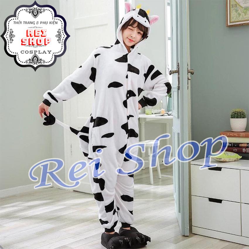 Bộ Đồ Hình Thú Bò Sữa Kute Size Cho Người Lớn