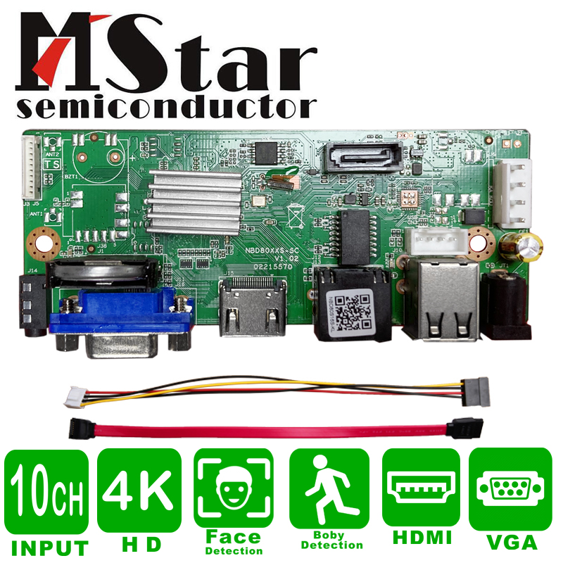 Xm 10ch 4k nvr board nbd80s10s-kl mstar ssr621q cpu xmeye h.265ai gb28181 14tb sata mặt phát hiện onvif ghi video