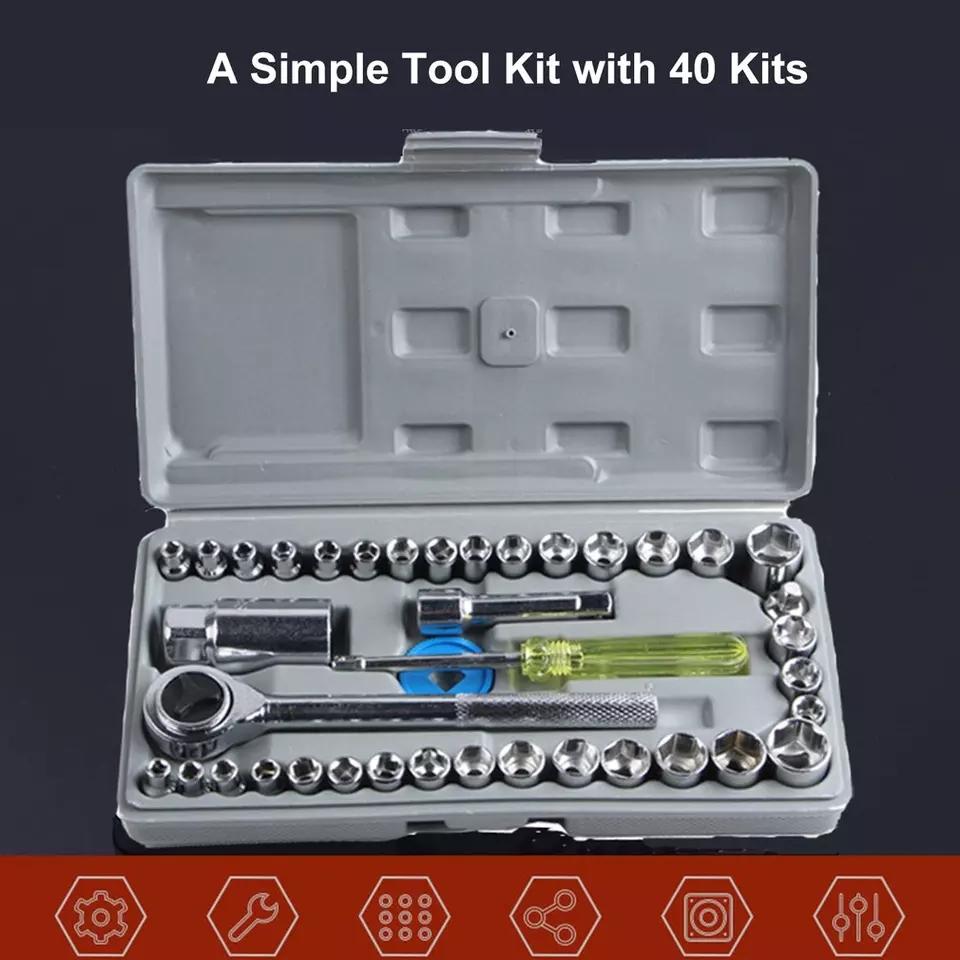 Bộ Khẩu Mở Siết Ốc & Bugi 40 Chi Tiết, Bộ Chìa Khóa Sửa Xe Nhập Khẩu, Bộ Khẩu Thông Minh Mở Siết Ốc Và Bugi 40 Chi Tiết - Chất Liệu Thép Bền Bỉ, Thiết Kế Tiện Dụng, Bh Uy Tín Lỗi 1 Đổi 1