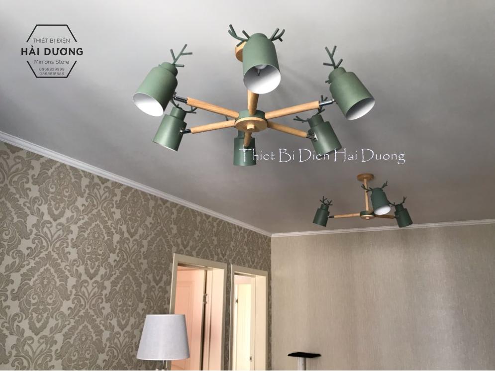 Đèn Chùm Decor Vintage Sừng Hươu 3 tay (Các màu) -Tặng kèm 3 bóng led - Có Video