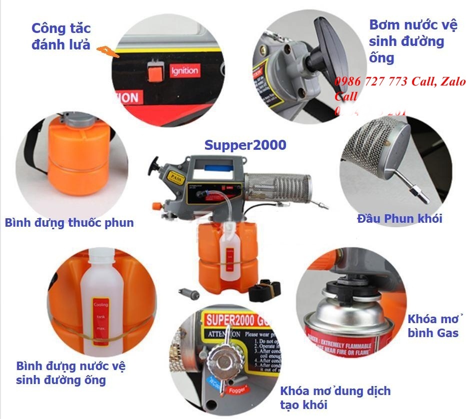 Máy phun khói diệt côn trùng mini chạy ga 2000 Gold