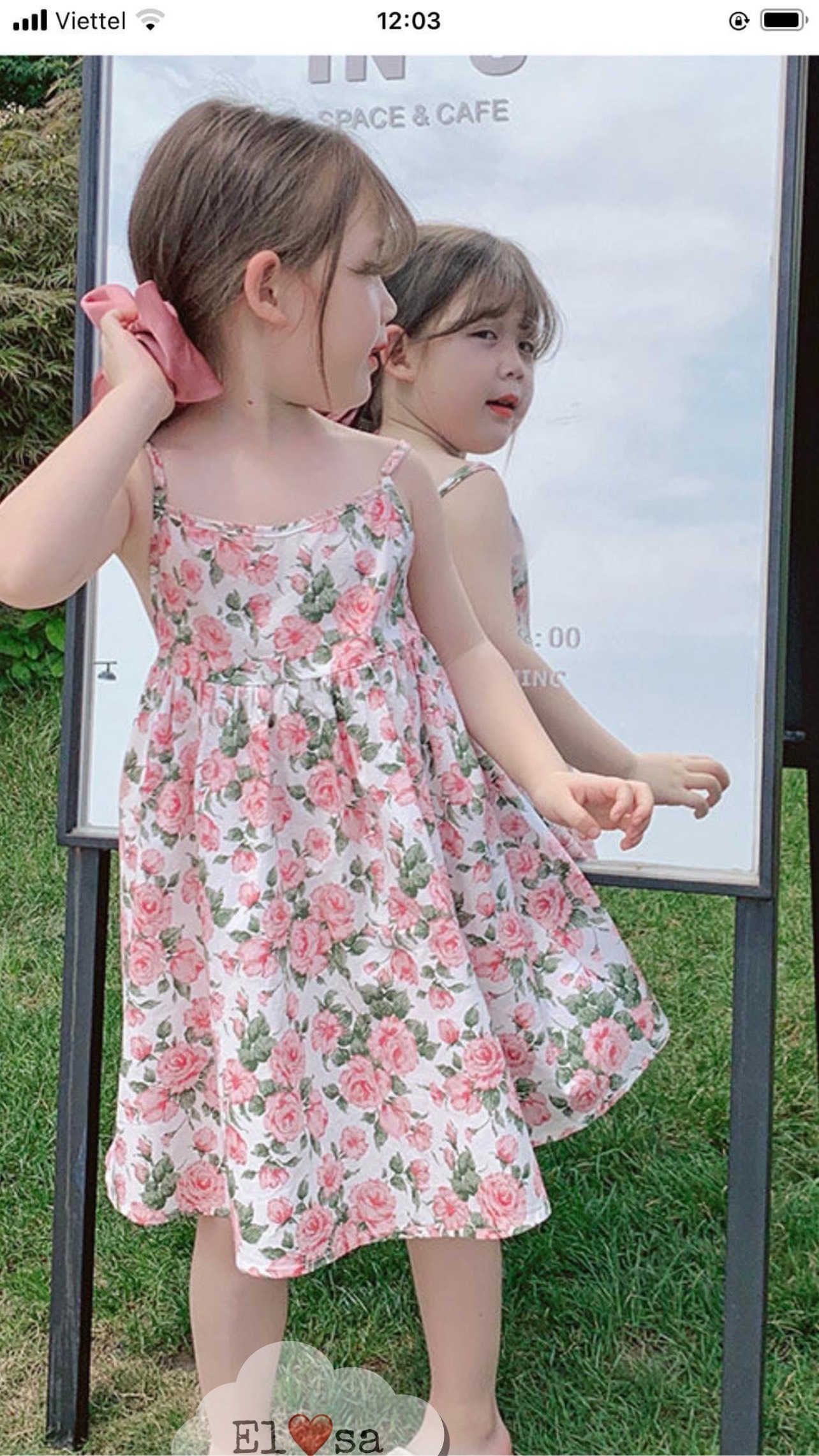 Váy bé gái - Váy 2 dây hoa hồng siêu xinh cho bé 1-5 Tuổi - MixASale