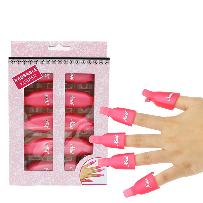 Kẹp ủ tháo gel móng tay chân nhựa, silicon (tay 10 chiếc, chân 5 chiếc)