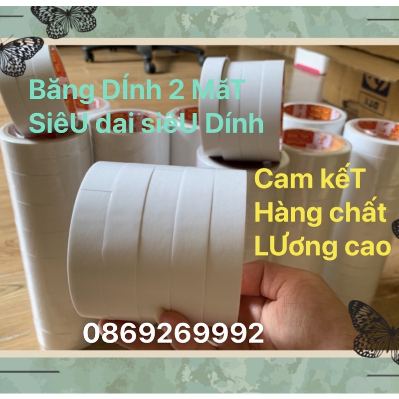 [giá sản xuất]-Băng Dính 2 Mặt siêu dai siêu dính khổ 2cm dầy dặn