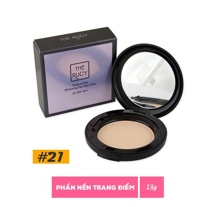 Chính hãng - Phấn Phủ Kiềm Dầu Chống Nắng The Rucy Three in One Whitening Two Way Cake 13g