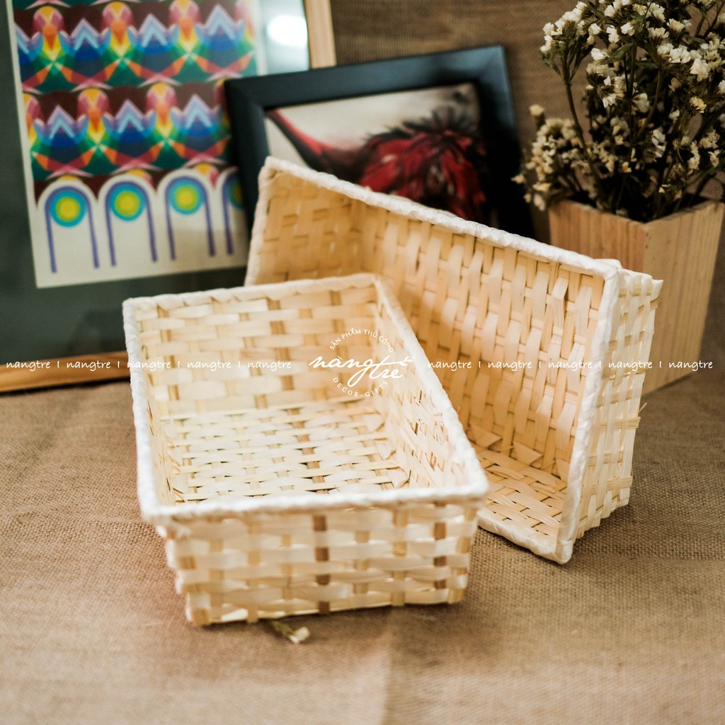 [HCM]Khay tre đan gói quà Khay tre chữ nhật ( 36x20x9cm)