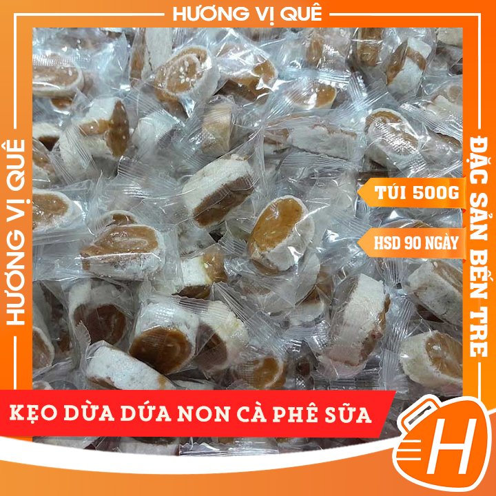 Kẹo Dừa Dứa Non Cà Phê Sữa - Túi 500g - Đặc Sản Bến Tre