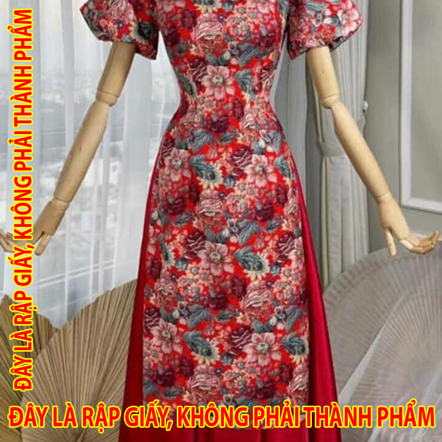 Rập giấy dc044 - áo dài cách tân tay bồng mix váy