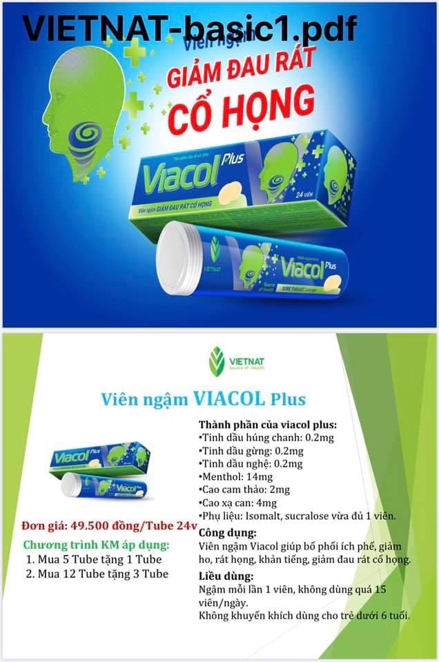Viên ngậm đau họng Viacol Plus