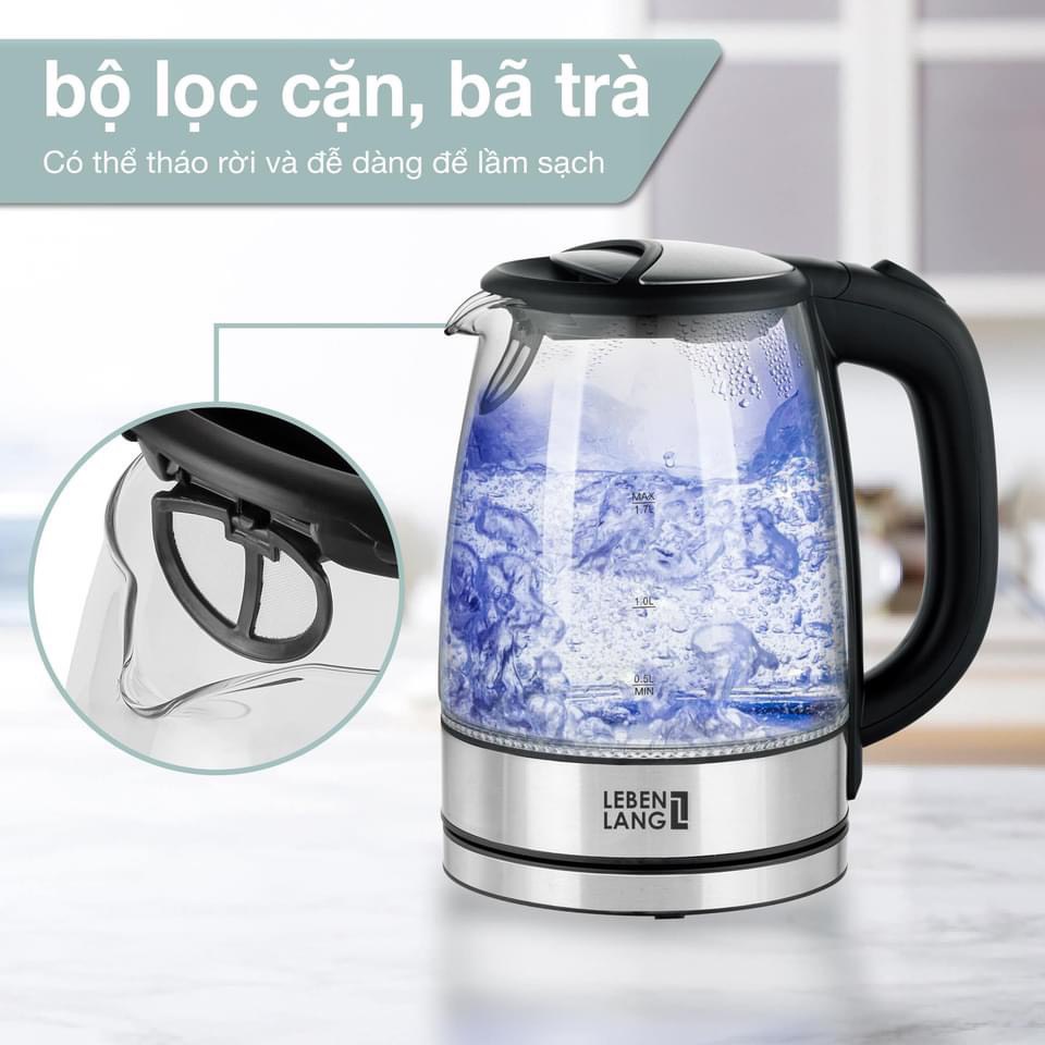 Ấm siêu tốc thủy tinh LEBENLANG
