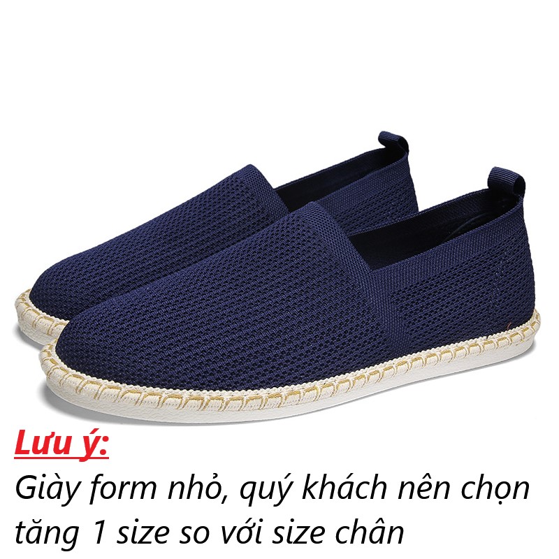Slip on nam - Giày lười vải nam - Vải dệt kim tạo hình 3D 4 màu (đen) (xám) (xanh) và (trắng) - Mã 2931