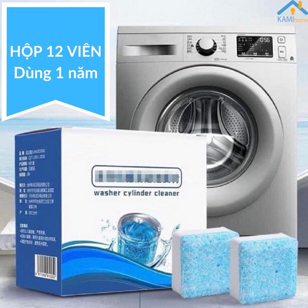 [ Hộp 12 viên dùng 1 năm ] Viên tẩy rửa vệ sinh lồng máy giặt cực sạch, hiệu quả, an toàn vệ sinh môi trường, sử dụng cho cả máy giặt cửa trước và trên