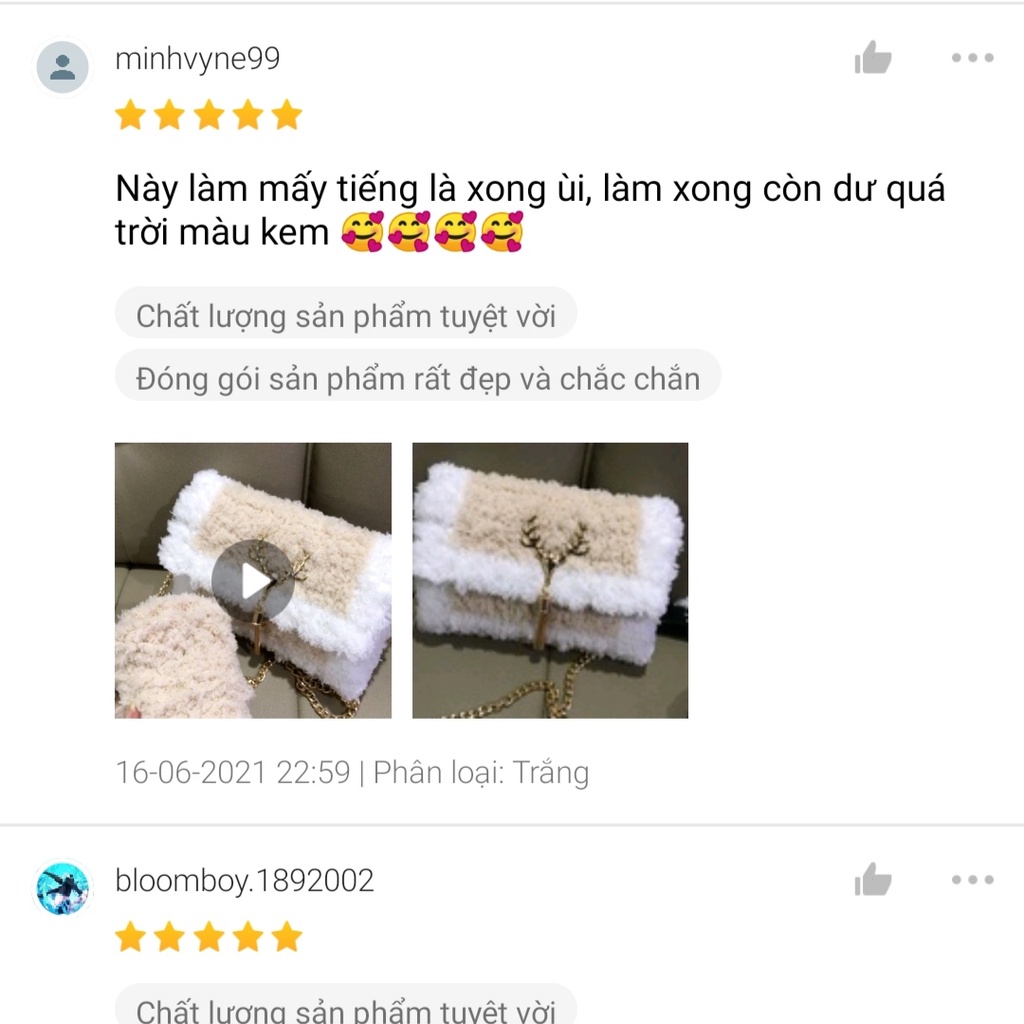 Túi Handmade Tự Đan Lông Xù - Phụ Kiện Đan Túi [Có video hướng dẫn]